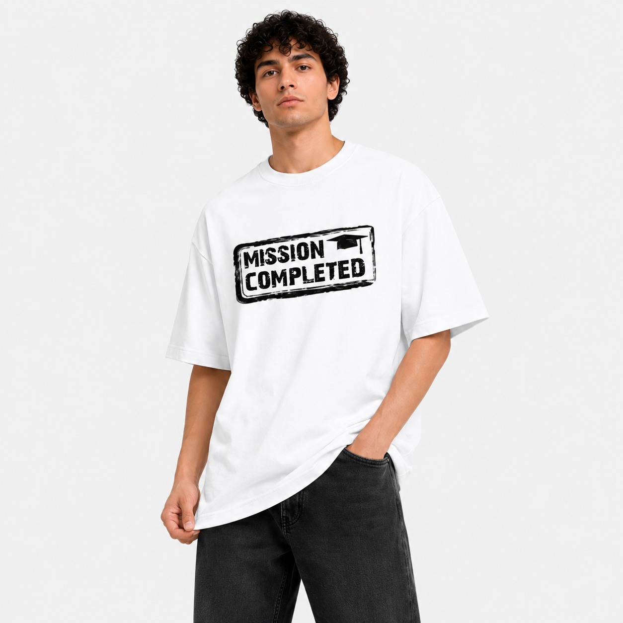 Mission Completed Oversized Graphic Tee