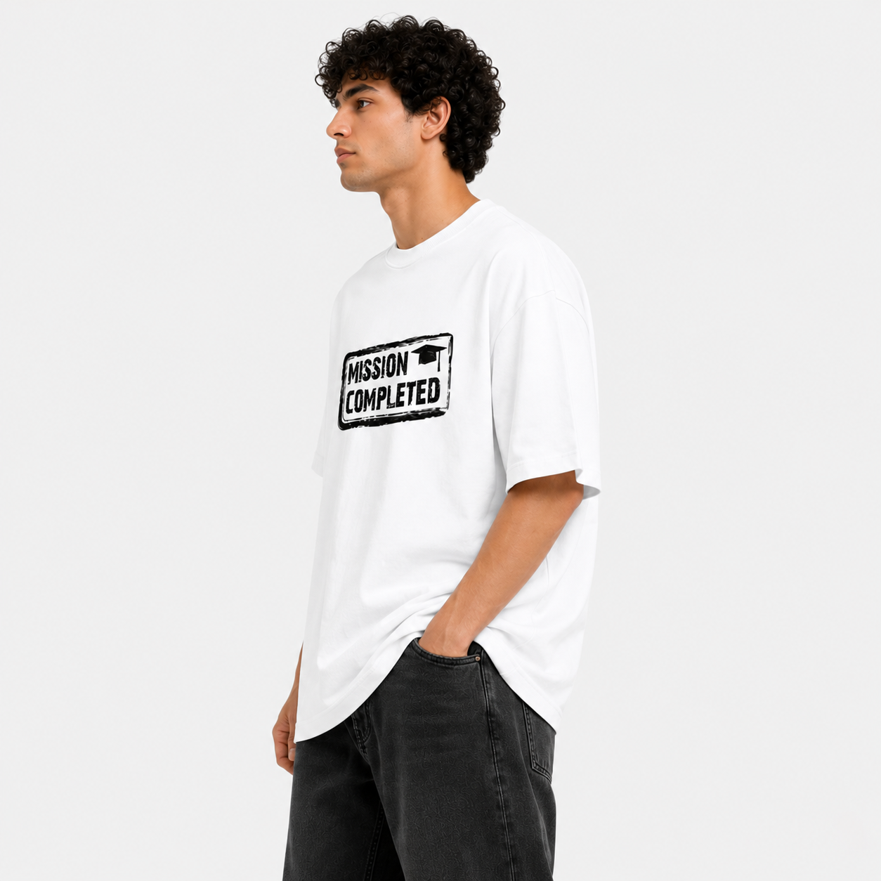 Mission Completed Oversized Graphic Tee