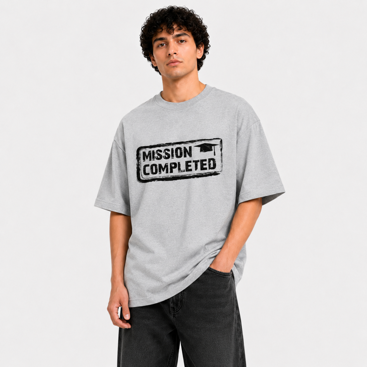 Mission Completed Oversized Graphic Tee