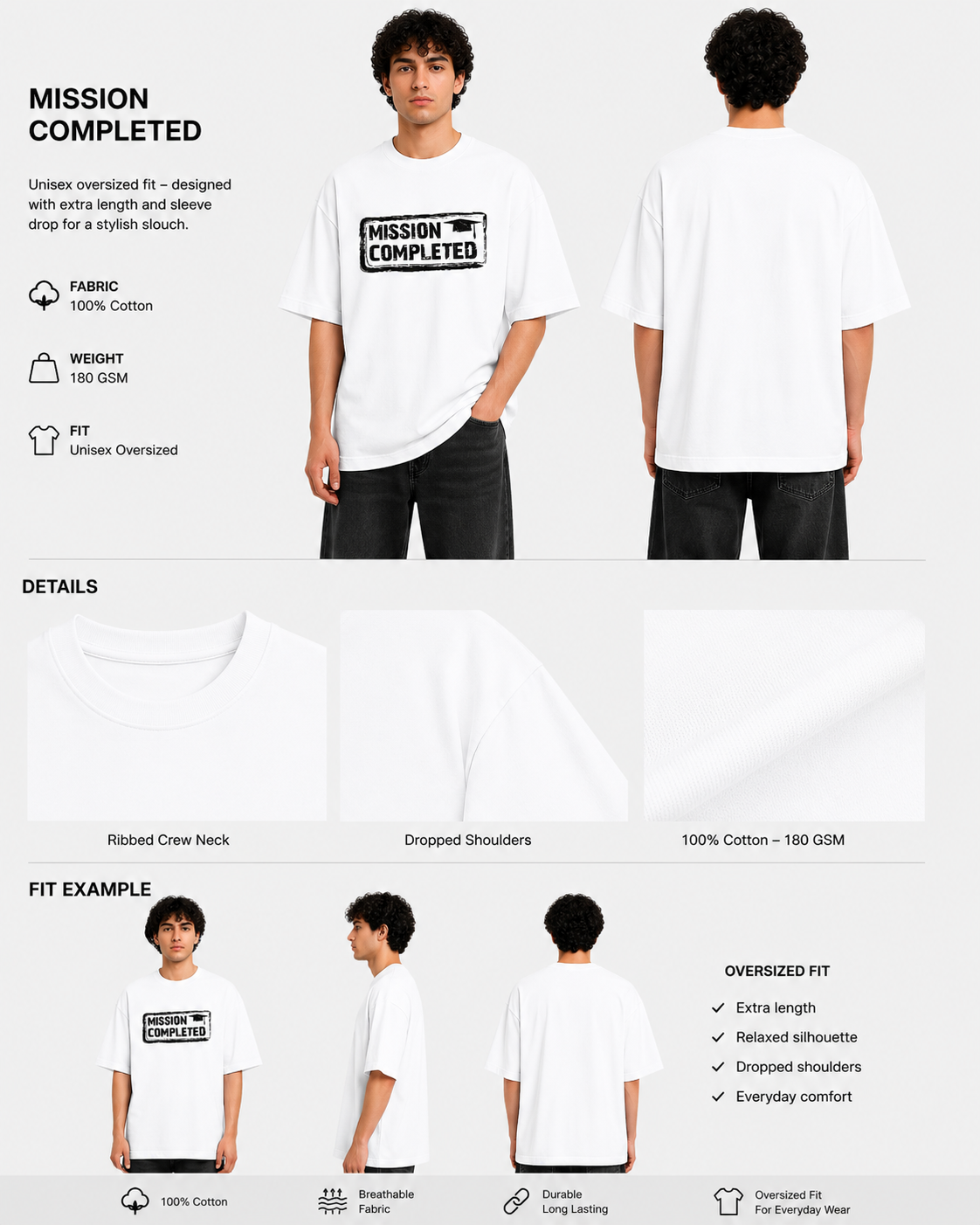 Mission Completed Oversized Graphic Tee