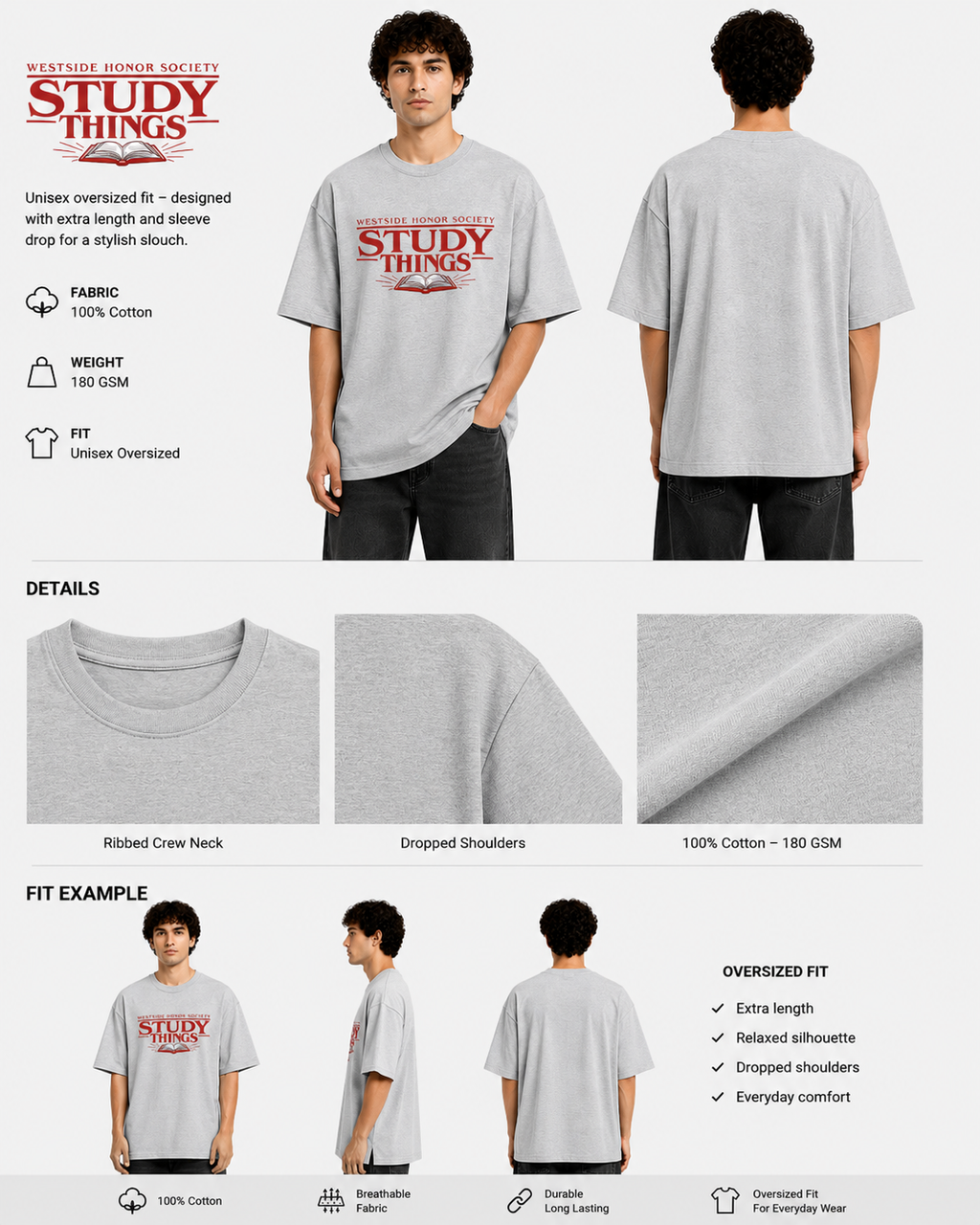 Study Things Oversized Graphic Tee