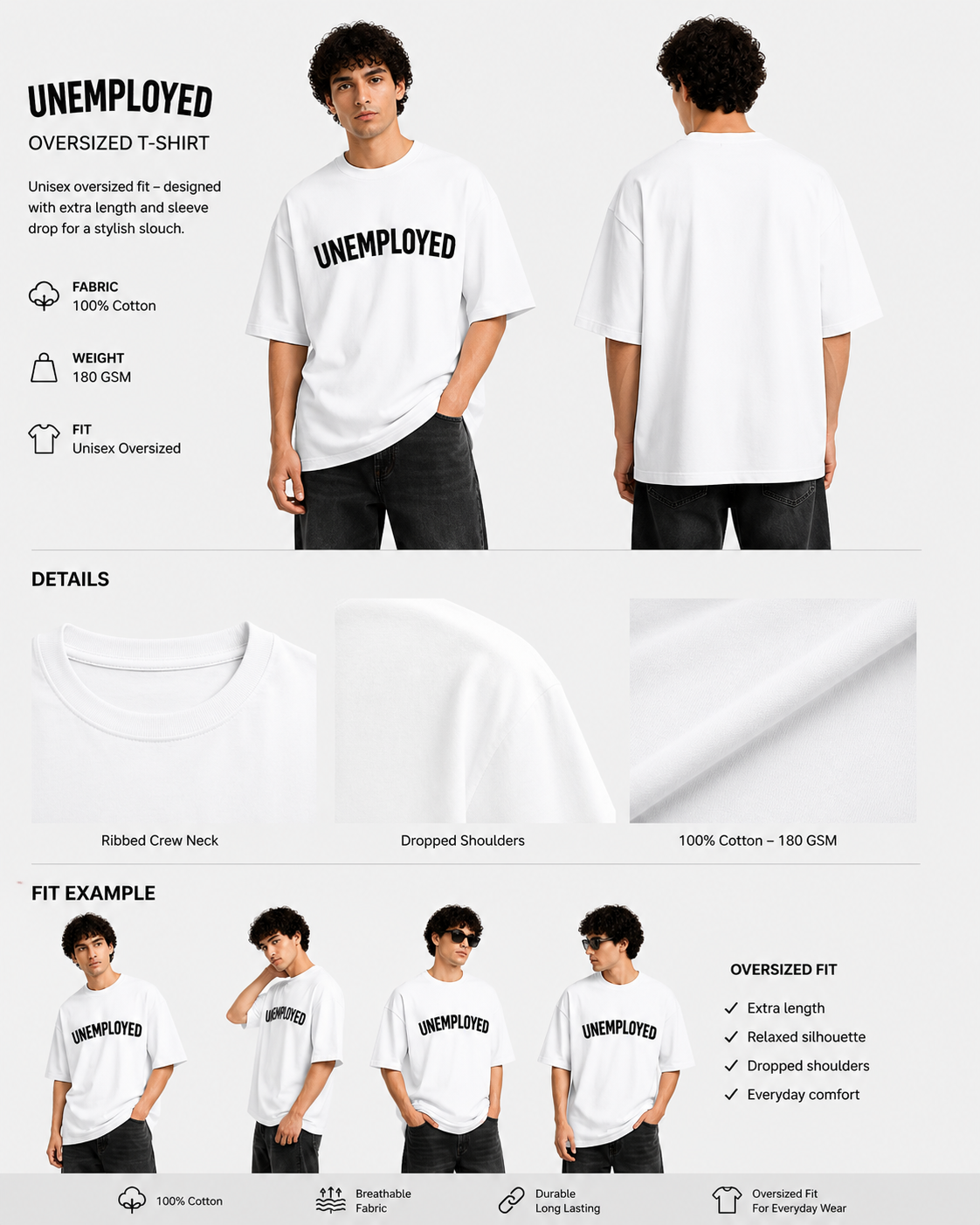 Unemployed & Unbothered Oversized Tee